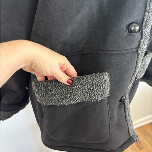 Lauren Ralph Lauren Jacket Black Gray Faux Fur Petite M - Picture 5 of 8